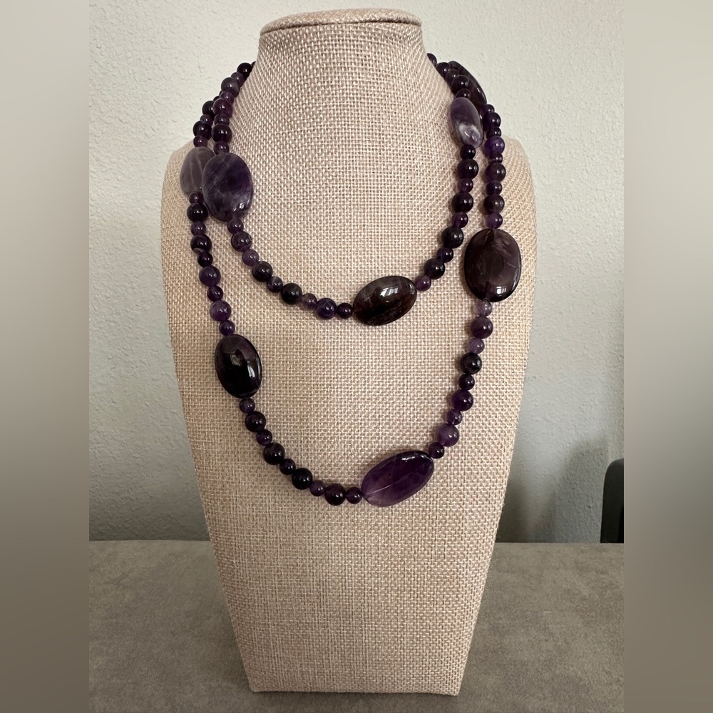 Amethyst bead fashion long necklace by Jay King - Picture 1 of 13